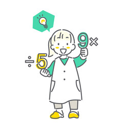 算数の勉強にワクワクする小学生　シンプルでかわいい線画イラスト