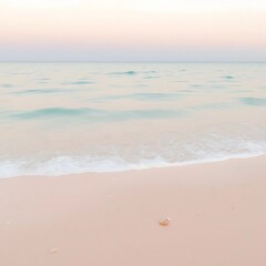Obraz premium Pastel Beach Scene – Soft pastel-colored seaside view with calm waves and sandy shore.