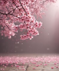 Obraz premium Mesmerizing pink sakura petals dance, soft focus , abstract, elegant, light