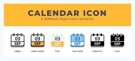 Calendar september vector icons designed. icon symbol set.