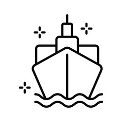 Grab this linear icon of cargo ship transport
