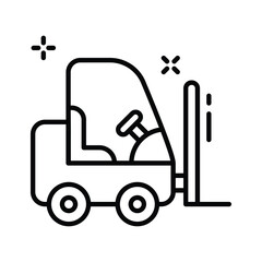 A modern outline icon of forklift lifting