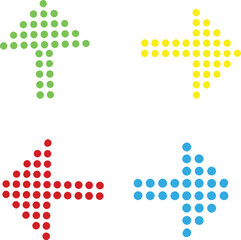 Halftone Arrow Set Vector illustration ? Abstract Directional Arrows Collection in Blue, Red, and Green v.eps
