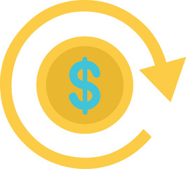 Obraz premium Modern cashback vector illustration with bold dollar coin and arrow. Featuring reward, sale, discount, offer, etc. Suitable for financial and promotional use.eps