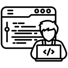 Web developer outline icon. Simple vector icon design in outline style. Editable vector format