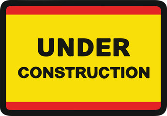 under construction red and yellow black border isolated icon vector