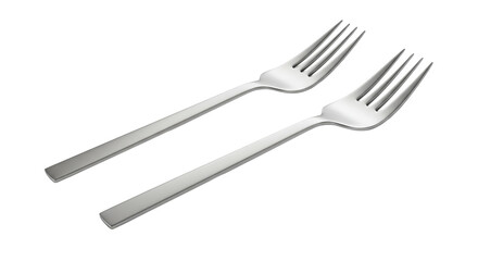 Isolated Pair of Modern Stainless Steel Forks for Fine Dining