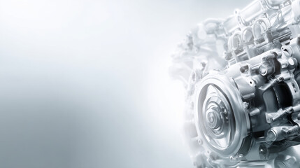 A close-up of a modern engine showcasing intricate mechanical details.