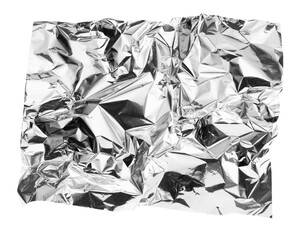 Crumpled piece of aluminum foil isolated on white