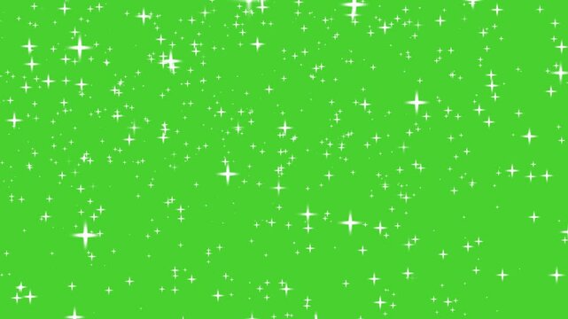 Flying through stars and nebula stock video. doodle style star twinkling, glittering on green screen background, night sky. looping animation 4k video.Flying Asteroids on a Green Screen Background.