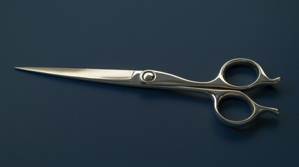 Obraz premium High-quality stainless steel scissors displayed on a dark surface highlighting their sharp blades and precise design for cutting tasks