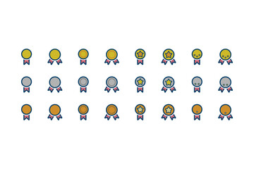 金銀銅のメダルのアイコンイラストセット