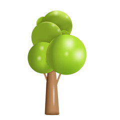 Vector illustration of a tree with a volumetric crown in 3D style.