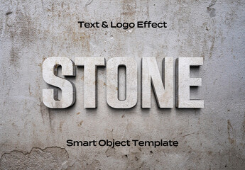 Concrete Texture Stone 3D Text Logo Style Effect Mockup Logotype Template Shape