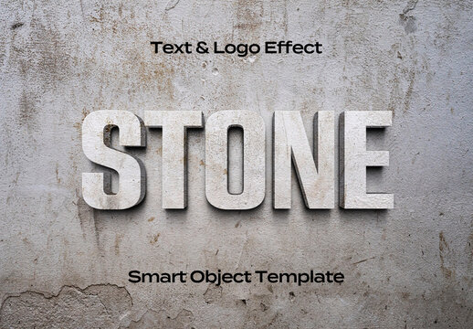 Concrete Texture Stone 3D Text Logo Style Effect Mockup Logotype Template Shape