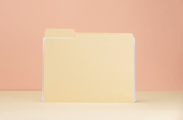 One paper file folder on color background