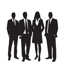 Business people silhouettes, group of standing business men and women
