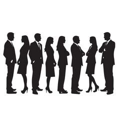 Business people silhouettes, group of standing business men and women
