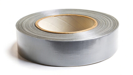 Duct tape on white background suitable for sealing repairs and general purpose adhesive solutions