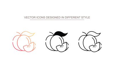 Nectarine icon design with white background stock illustration
