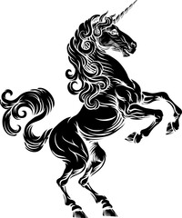 Unicorn Horse Crest Rampant Heraldic Coat of Arms