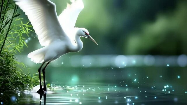 Majestic egret in serene water