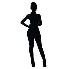 Vector silhouette set of female on white background 