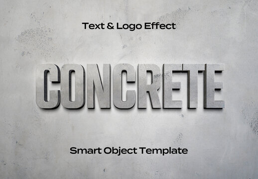 Concrete Texture Stone 3D Text Logo Style Effect Mockup Logotype Template Shape