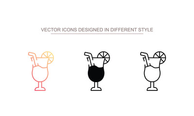 Summer Drinks icon design with white background stock illustration