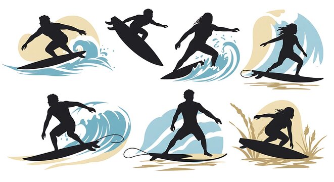 Ocean's Rhythm: Silhouette Surfers