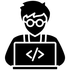 Programmer gylph icon. Simple vector icon design in gylph style. Editable vector format