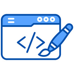 Web design blue color icon. Simple vector icon design in blue color style. Editable vector format