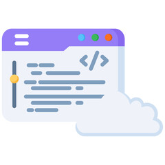 Cloud coding flat color icon. Simple vector icon design in flat color style. Editable vector format