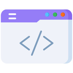 Code flat color icon. Simple vector icon design in flat color style. Editable vector format