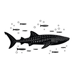 Fototapeta premium Whale Shark Teacher Silhouette, Vector, Illustration, Icon, Logo, White Background.
