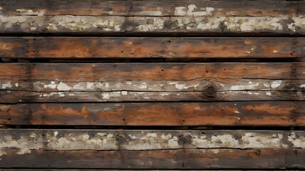 Close-up of weathered wooden pallet surface, featuring distressed textures, cracks, and faded paint. Aged appearance with rich brown tones, suitable for vintage,Generative Ai
