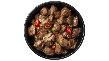Spicy Beef Stirfry Recipe isolated on transparent background