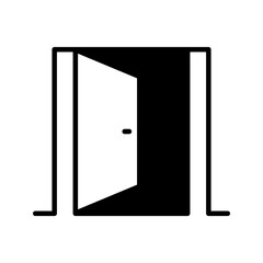 icon set open door in striped and black style on white backround	