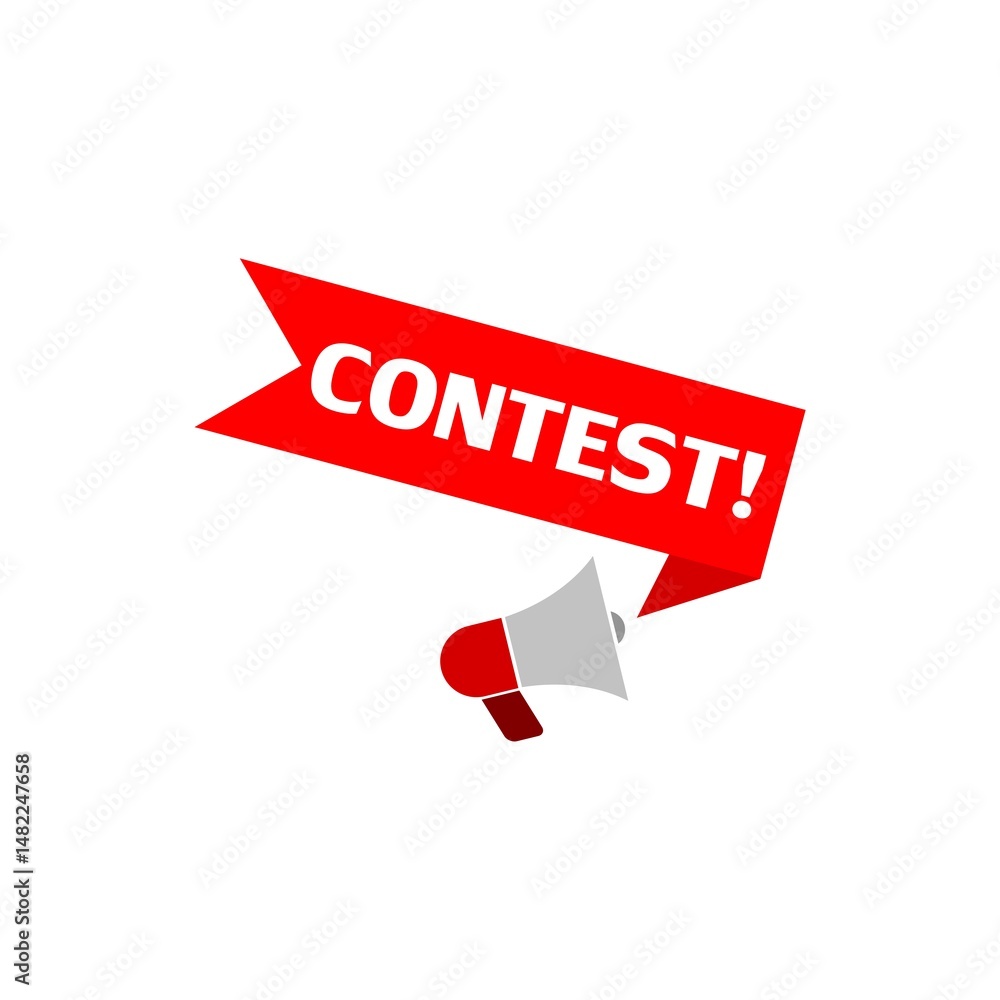 Poster megaphone with contest speech bubble icon isolated on white background