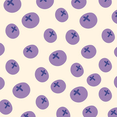 Summer fruits and berries vector pattern in cartoon flat style. Blueberries simple background for prints, textile, design for various products. Hand drawn illustration on white background