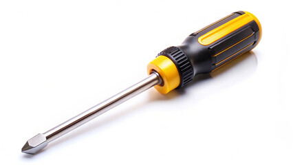 Screwdriver on white background perfect for hand tool repair kit and hardware equipment