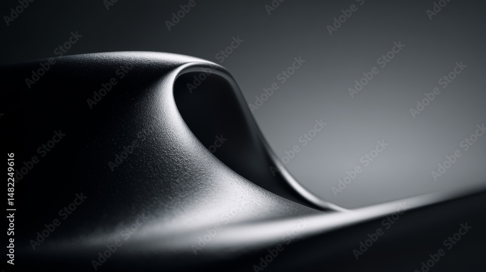 Poster a sleek and modern abstract curve showcasing smooth textures and elegant contours.