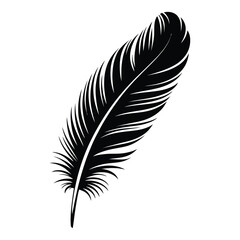 Fototapeta premium Stork Feather Silhouette, Vector, Illustration, Icon, Logo, White Background.