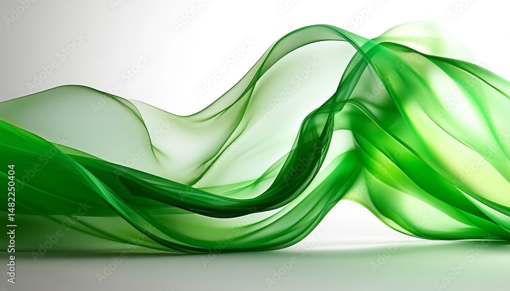 Poster abstract background of delicate vivid fluid waves in soft olive tones with dynamic flow, 3d render