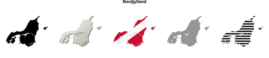 Fototapeta premium Nordjylland region outline map set