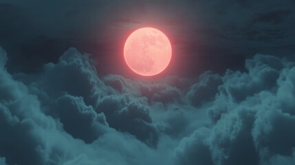 Dark black sky with clouds and moon