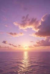 Fototapeta premium Pastel sunset, yellow fading to lavender clouds, serenity, gradient