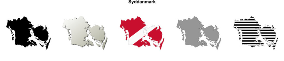Syddanmark region outline map set