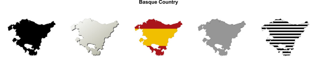 Basque Country blank (Spain) outline map set