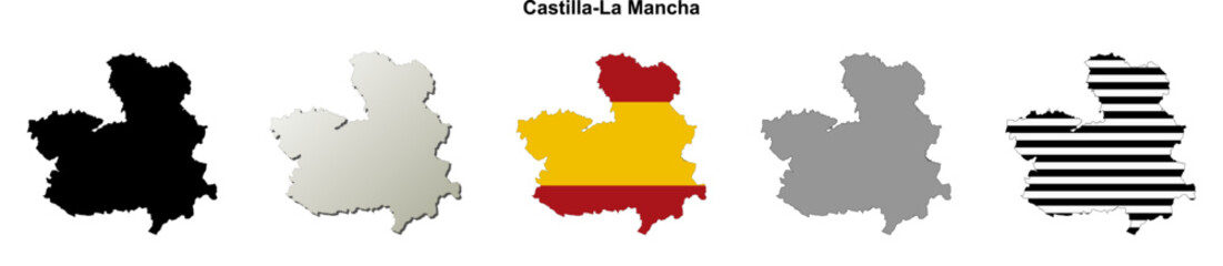 Castilla-La Mancha blank (Spain) outline map set